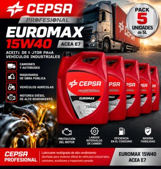 Pack 5 Garrafas Aceite Cepsa Euromax 15W40