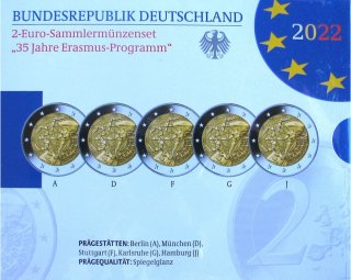 Set 5 Monedas 2€ Erasmus 2022 Alemania