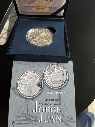 Moneda 10 Euros Plata 250 Aniversario Jorge Juan