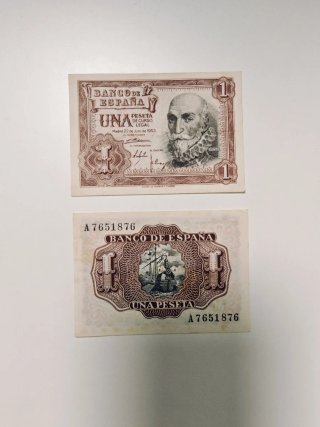2 Billetes de 1 Peseta de 1953
