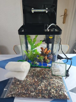 Acuario de 6 litros con accesorios