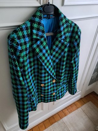 Chaqueta de Cuadros Verde y Azul Talla L