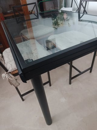 Mesa de Comedor Extensible Metal Negro
