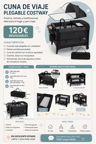 Cuna de Viaje Plegable Costway
