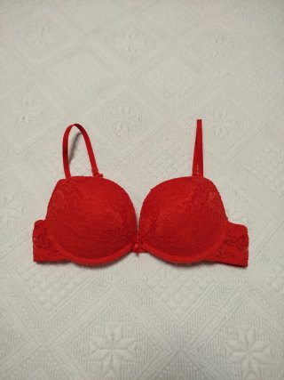 Sujetador Push Up de Encaje Rojo