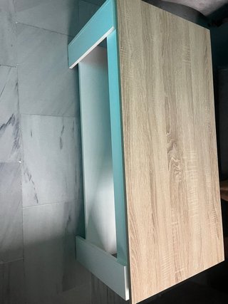 Mesa de centro elevable blanca y madera