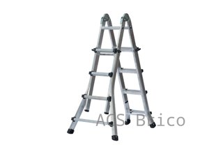 Escalera Telescópica Articulada Aluminio 4+4 Pestaña