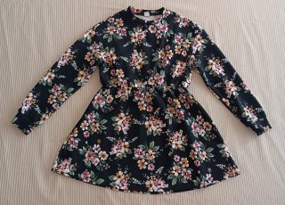 Vestido de Inverno Floral 11-12 Anos. Novo
