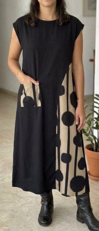 Vestido Largo Estampado Círculos