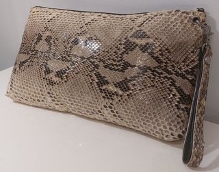 Bolso Vintage 1980 piel grabado serpiente a mano