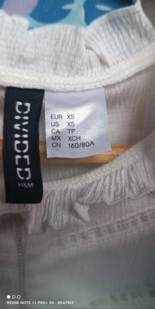 Top Blanco con Volantes H&M Talla XS