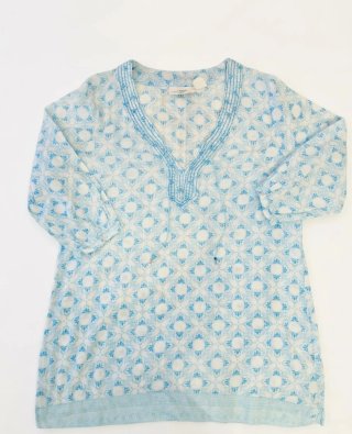 Camisola ligera azul estampada