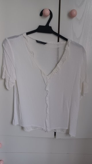 Blusa blanca manga corta plumeti