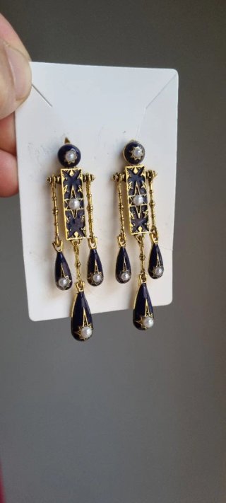 Pendientes Largos Dorados y Azules