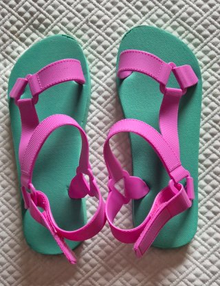 Sandalias con Velcro Turquesa y Rosa