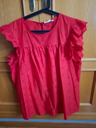 Blusa Roja con Detalle de Bordado