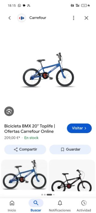 Bicicleta BMX 20 pulgadas Toplife Azul