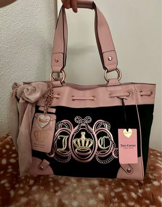 Bolso Grande Juicy Couture Negro y Rosa