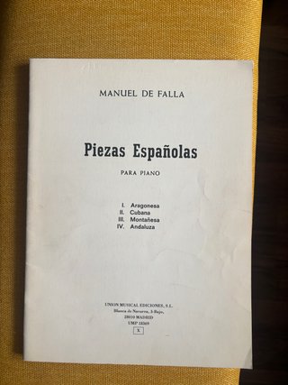 Partitura "Piezas españolas" para piano de Falla