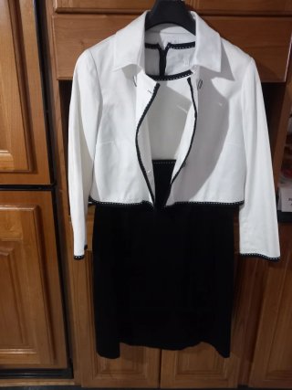 Vestido con Chaqueta Blanco y Negro