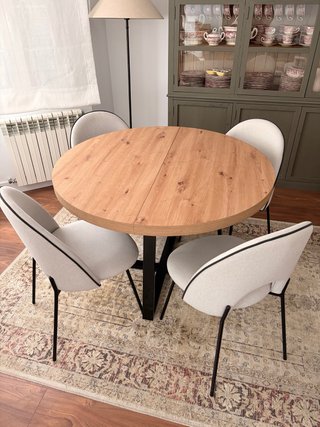 Mesa extensible de Comedor Redonda Madera y Metal