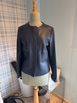 Chaqueta de Piel Azul Massimo Dutti