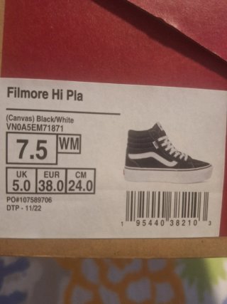 Zapatillas Vans Filmore Hi Plataforma Negras