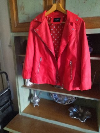 Chaqueta Roja Estilo Biker Talla M