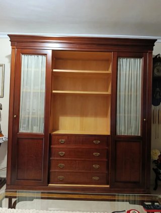 Mueble de Salón con Vitrinas y Cajones