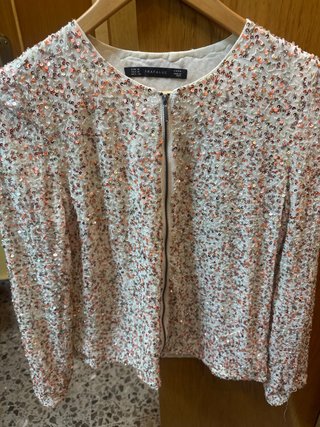 Chaqueta de fiesta Zara lentejuelas blanca