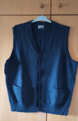 Chaleco punto 100% lana merina Azul Emilio Tucci