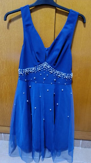 Vestido corto de fiesta azul talla 38