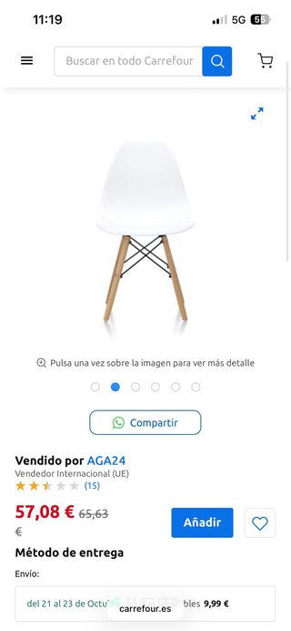 Pack 4 Sillas Blancas Estilo Nórdico