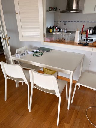 Conjunto de Mesa y 4 Sillas Blanco Mesa extensible