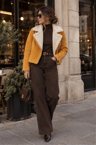 Cazadora de Borrego mostaza Zara
