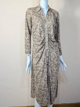 Vestido Largo Camisero Fruncido Talla M