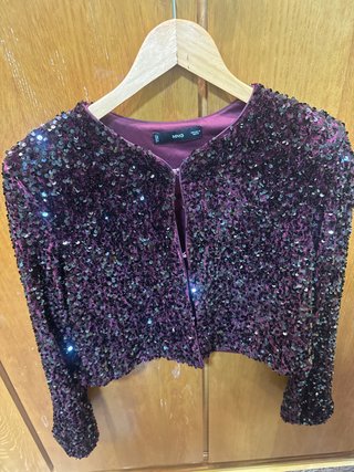 Chaqueta de fiesta con lentejuelas color burdeos