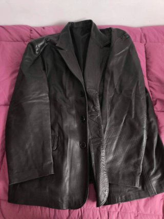 Cazadora de Piel Negra Talla XL