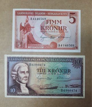 Islandia. 5 y 10 koronas
