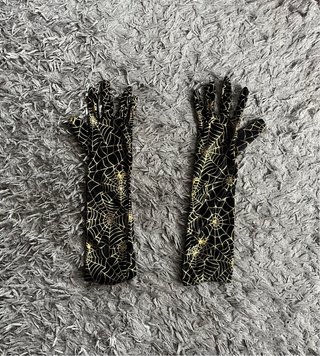 Halloween guantes negros con telaraña dorada bruja