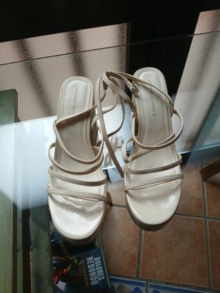 Sandalias Plataforma Blancas Pull&Bear Talla 38