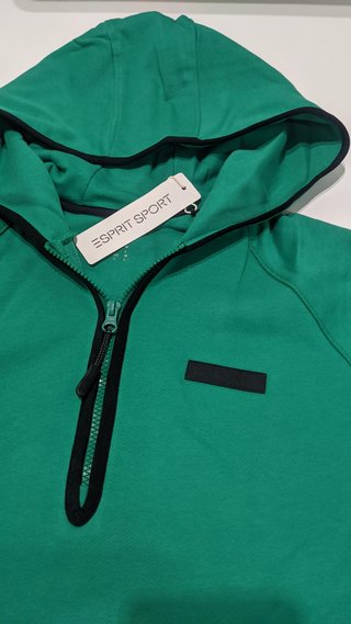 Sudadera Esprit con capucha verde L y XL. Nueva