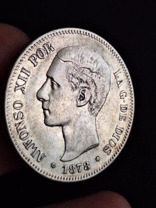 Moneda 5 Pesetas 1878 Plata Alfonso XII