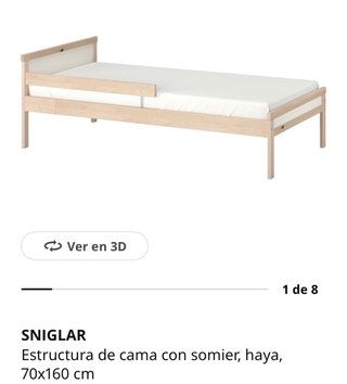 Cama infantil SNIGLAR IKEA 70x160 cm CON COLCHÓN