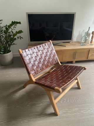 Silla Butaca Kave Home de Madera y Piel