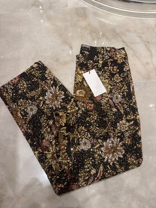 Pantalón Zara Flores y Abalorios Talla S