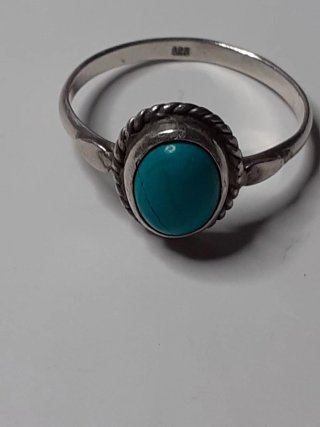 Antiguo anillo de Plata 925 con Piedra Turquesa