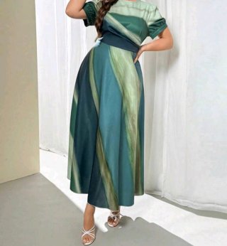 Vestido Elegante Estampado Verde