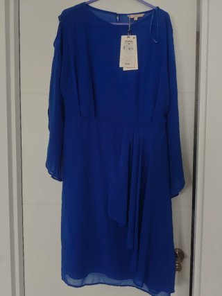 Vestido largo de gasa Yera azul T.M