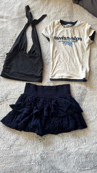 Lote 2 tops y 1 falda talla S